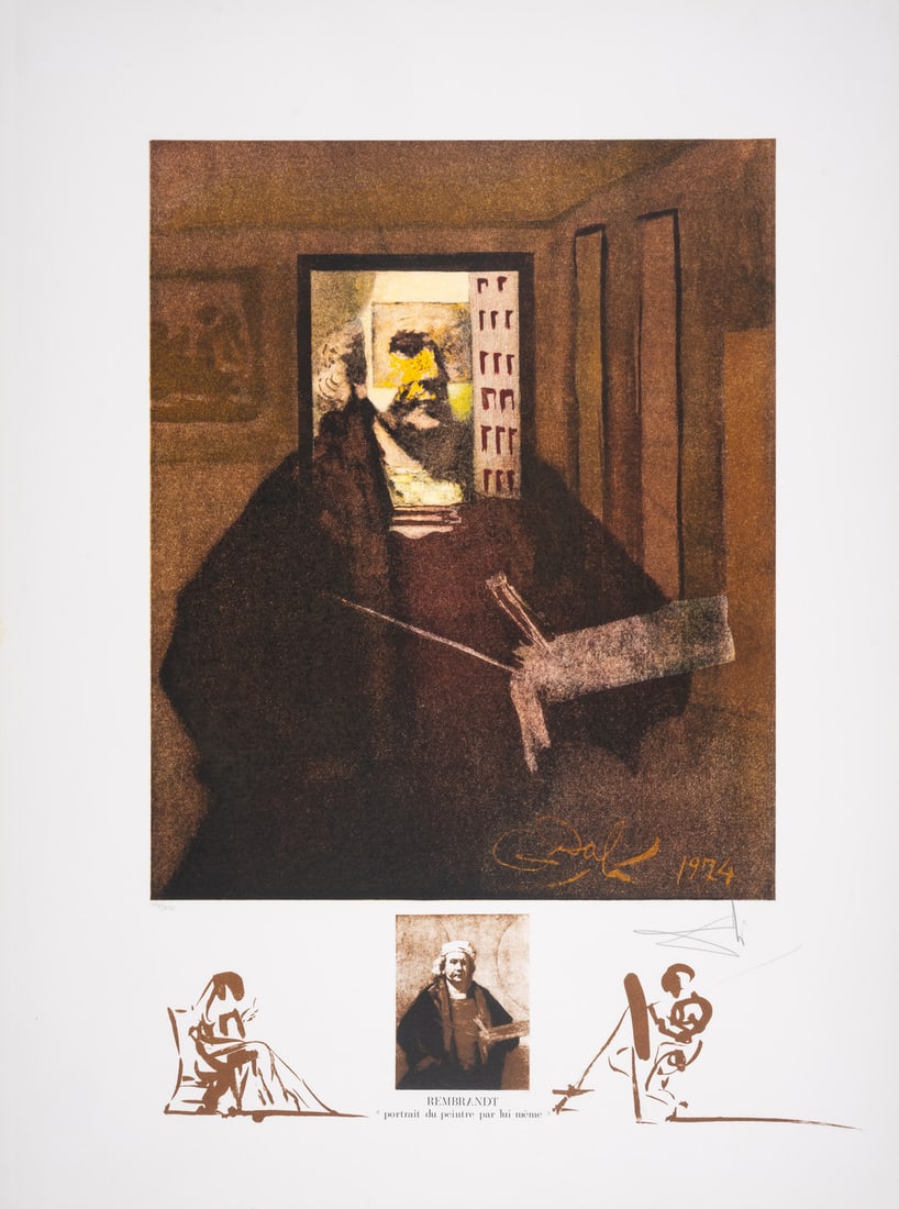 Salvador Dalí (1904-1989) Rembrandt 'Portrait du peintre par lui-même', from Changes in Great