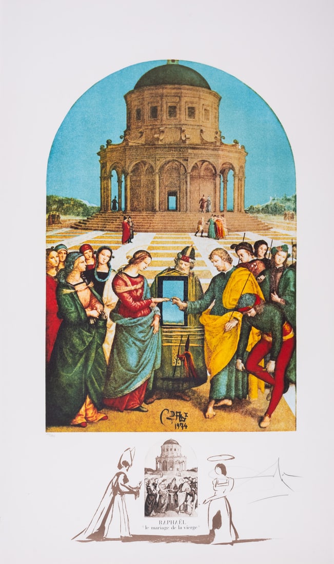 Salvador Dalí (1904-1989) Raphael ‘Le Marriage de la Vierge’, from Changes in Great: Salvador Dalí (1904-1989) Raphael ‘Le Marriage de la Vierge’, from Changes in Great Masterpieces (Field 74-2C, M&L 1477) Lithograph printed in colours, 1974, signed in pencil, n