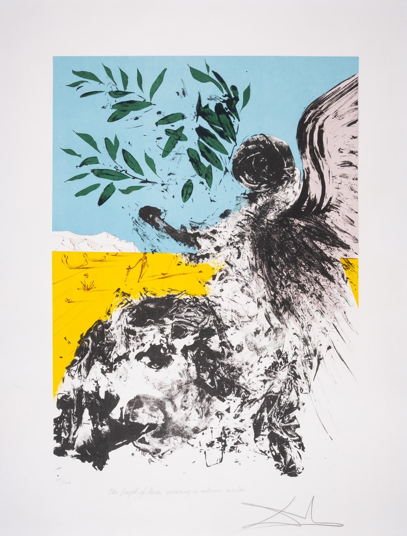 Salvador Dalí (1904-1989) The Angel of Peace covering a calmer world, from Peace in Vietnam (Field: Salvador Dalí (1904-1989)The Angel of Peace covering a calmer world, from Peace in Vietnam (Field 73-1C; M&L 1389a)Lithograph printed in colours, 1973, signed and titled in pencil, numbered