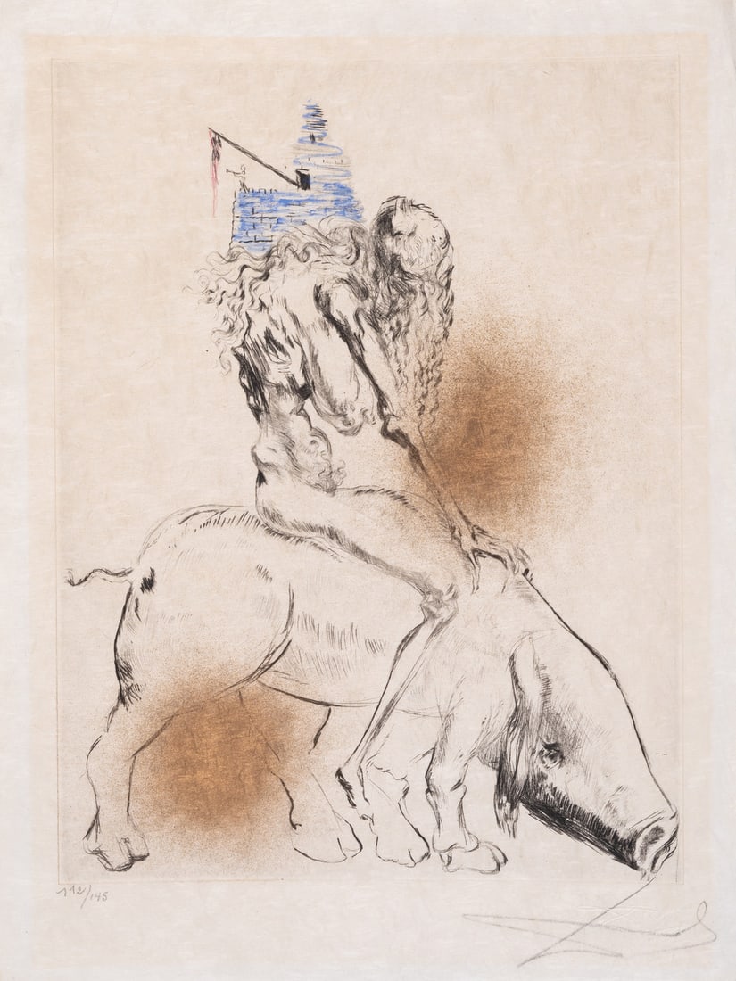 Salvador Dalí (1904-1989) Femme au Cochon, from Faust (La Nuit de Walpurgis) (Field 69-1B; M&L (1 of 1)