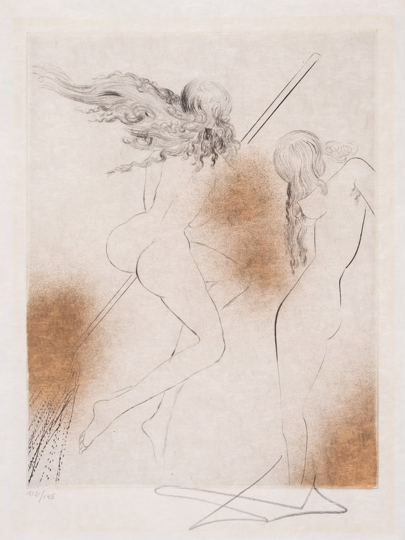 Salvador Dalí (1904-1989) Sorcières au Balai, from Faust (La Nuit de Walpurgis) (Field 69-1C; M&L: Salvador Dalí (1904-1989) Sorcières au Balai, from Faust (La Nuit de Walpurgis) (Field 69-1C; M&L 300k) Etching with drypoint and roulette printed in colours, 1969, signed in pencil,