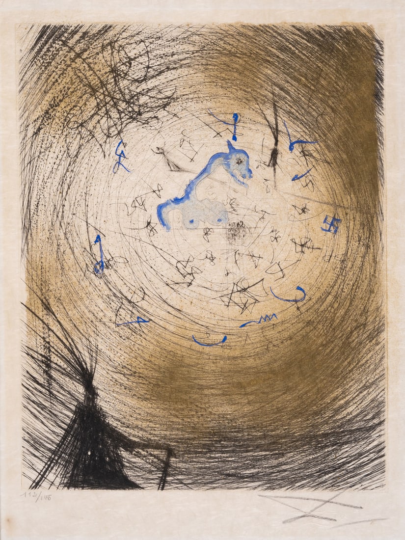 Salvador Dalí (1904-1989) Sator, from Faust (La Nuit de Walpurgis) (Field 69-1F; M&L 304k): Salvador Dalí (1904-1989) Sator, from Faust (La Nuit de Walpurgis) (Field 69-1F; M&L 304k) Etching with drypoint and roulette printed in colours, 1969, signed in pencil, numbered from the e