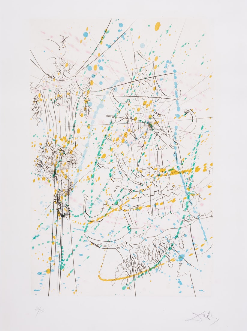 Salvador Dalí (1904-1989) Chinatown, from San Francisco (Field 70-4D; M&L 439a): Salvador Dalí (1904-1989) Chinatown, from San Francisco (Field 70-4D; M&L 439a) Etching with hand-colouring, 1970, signed in pencil, numbered from the edition of 150, published by Jean Schn