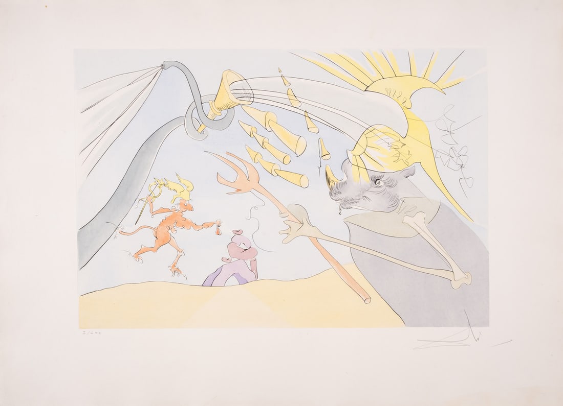 Salvador Dalí (1904-1989) L'Éléphant et Le Singe de Jupiter, from Le Bestiaire de La Fontaine