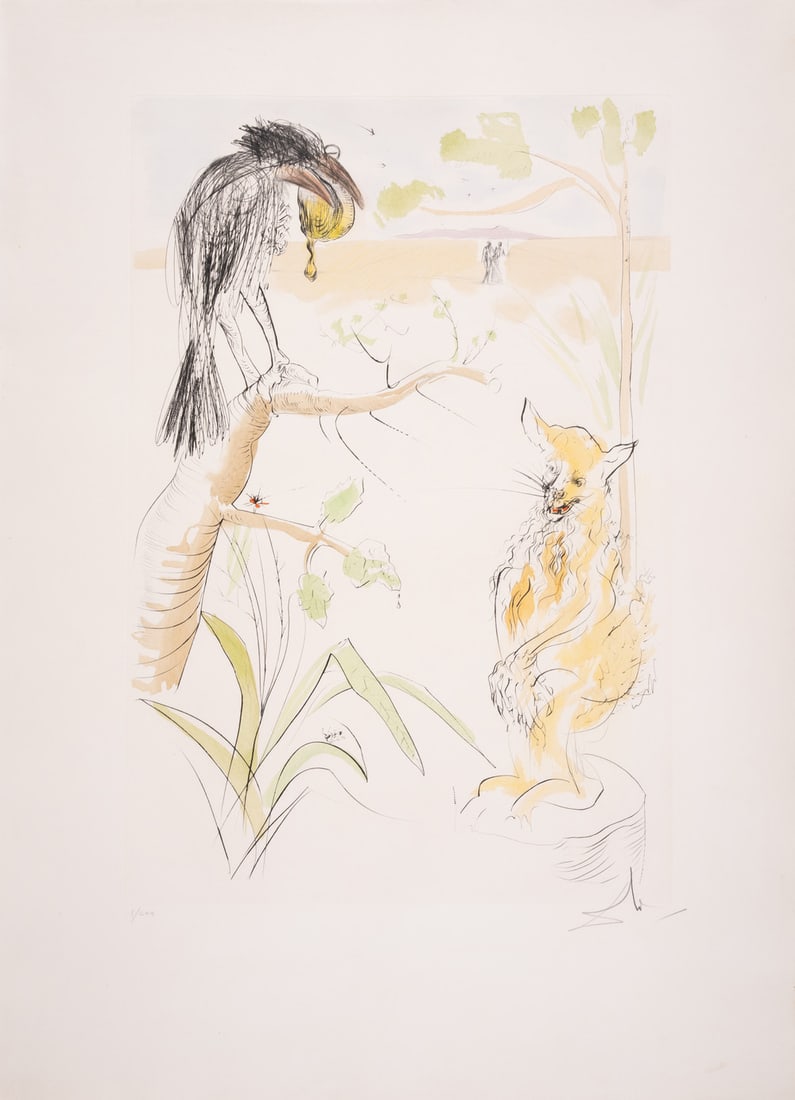 Salvador Dalí (1904-1989) Le Corbeau et Le Renard, from Le Bestiaire de La Fontaine (Field 74-1C;