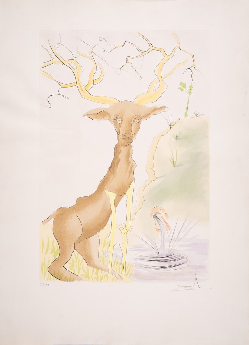 Salvador Dalí (1904-1989) Le Cerf Se Voyant Dans L'Eau, from Le Bestiaire de La Fontaine (Field