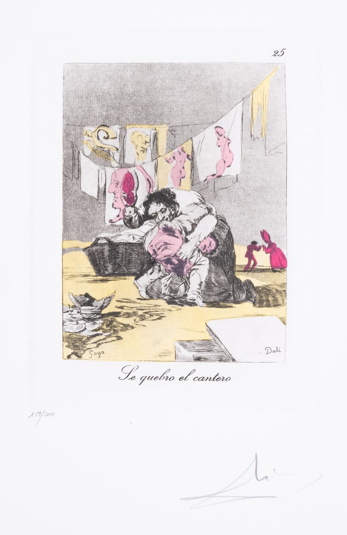 Salvador Dalí (1904-1989) Se Quebro el Cantero, Plate 56 From Les Caprices de Goya de Dalí (Field: Salvador Dalí (1904-1989) Se Quebro el Cantero, Plate 56 From Les Caprices de Goya de Dalí (Field 77-3; M&L 872)Drypoint with heliogravure and pochoir in colours, 1977, signed in pen