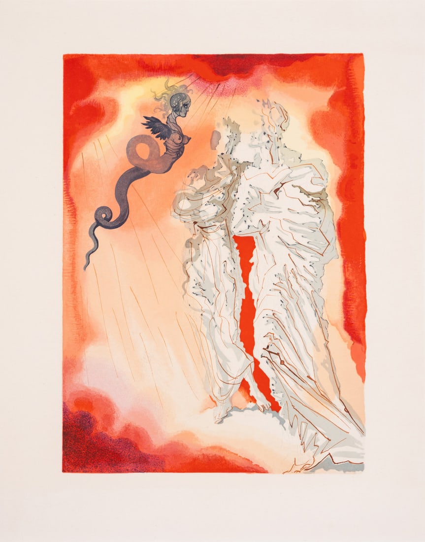 Salvador Dalí (1904-1989) Le Diable Noir, from La Divine Comédie (M&L 1059; Field p.190): Salvador Dalí (1904-1989) Le Diable Noir, from La Divine Comédie (M&L1059; Field p.190) Two decomposition prints of the same title, 1960, one woodcut printed in colours and a heliogr