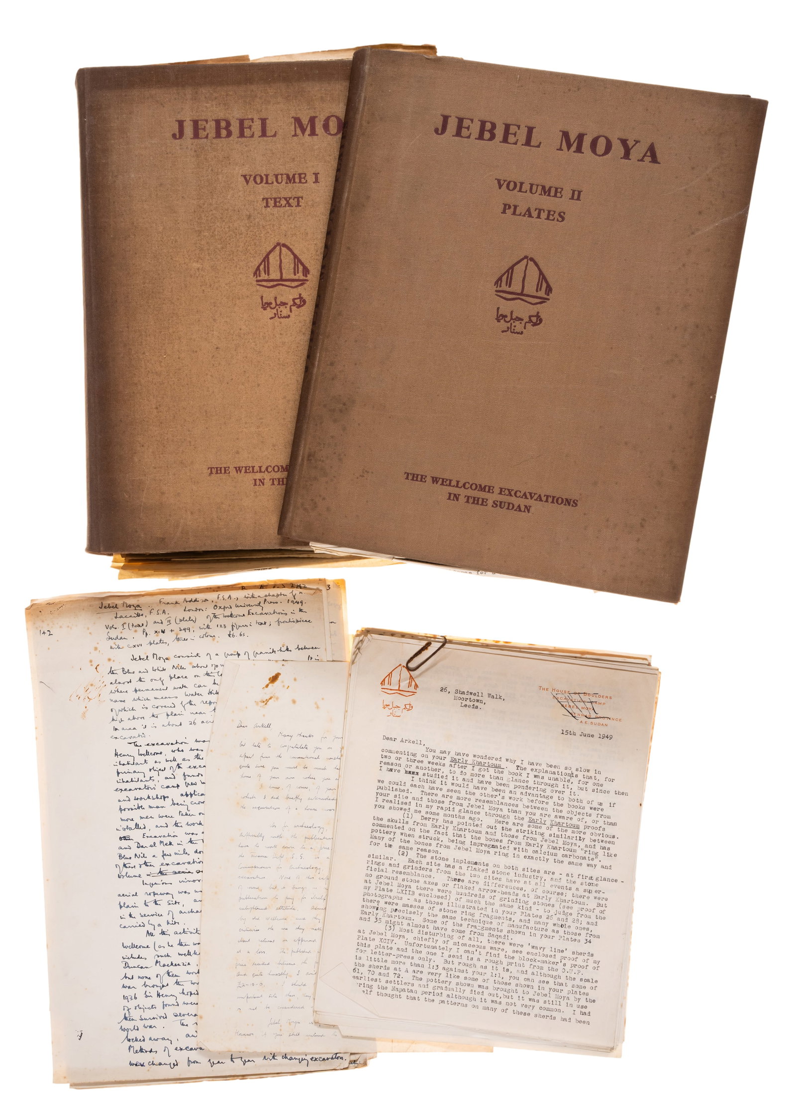 Africa.- Sudan.- Addison (Frank) Jebel Moya, 2 vol., A.J.Arkell's copy with his notes, (1 of 1)