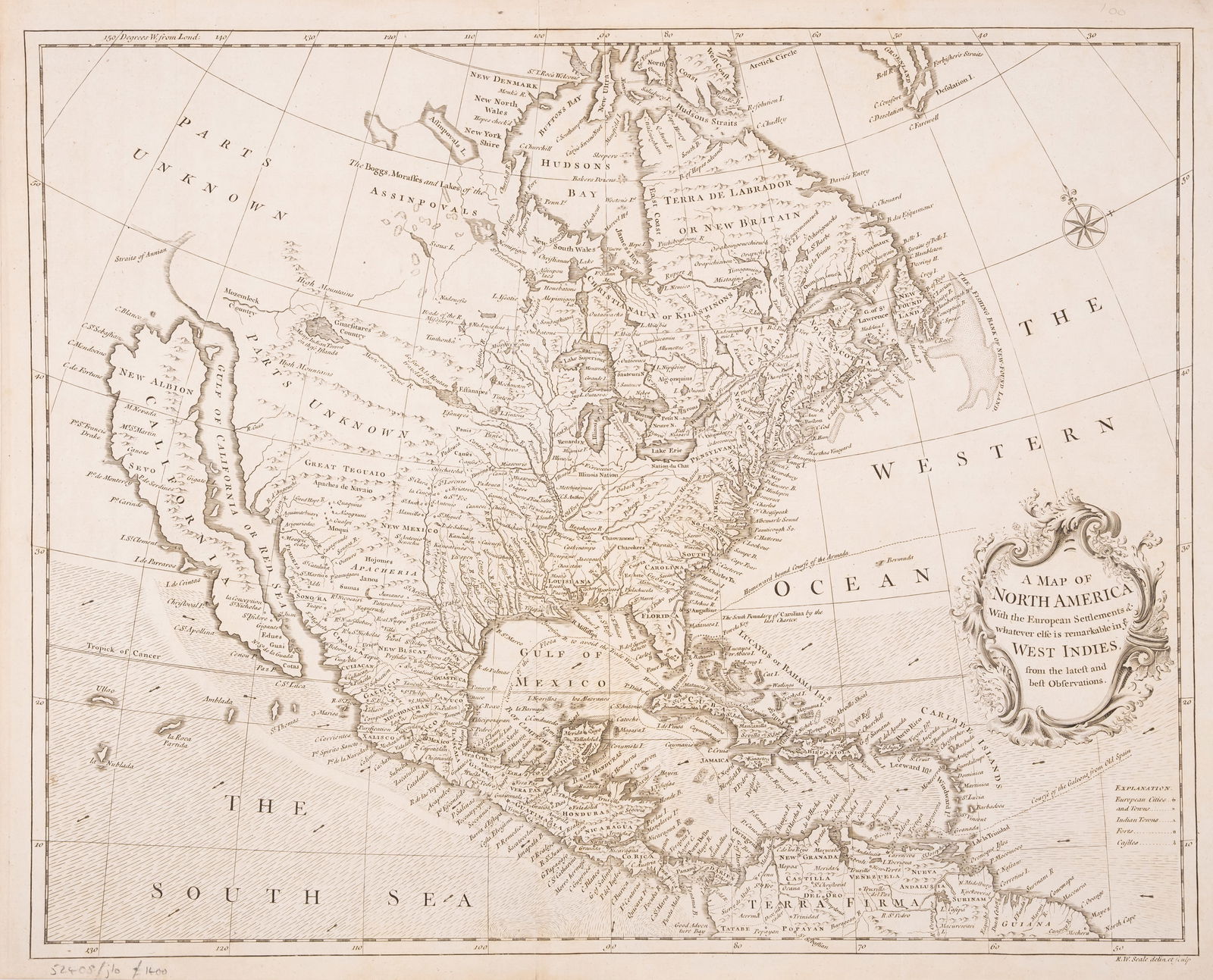 America.- California as an island.- Seale (Richard William) A Map of North America with the European (1 of 1)