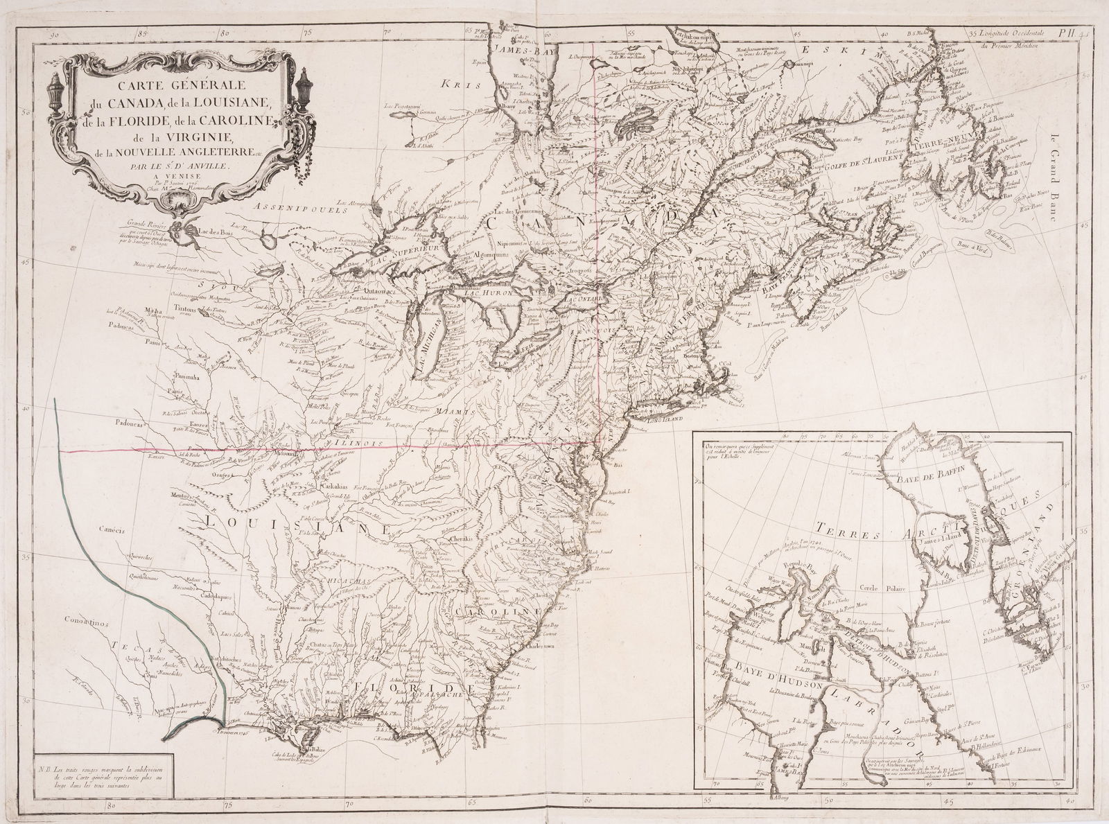 America.- Canada.- Santini (Paolo) Carte Generale du Canada, de la Louisiane, de la Floride, de la (1 of 1)