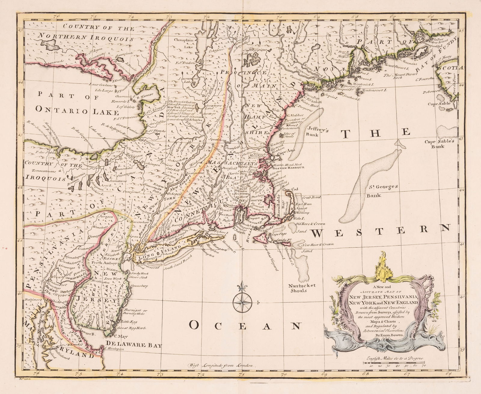 America.- Colonial New England.- Bowen (Emanuel) A New and Accurate Map of New Jersey, Pensilvania, (1 of 1)