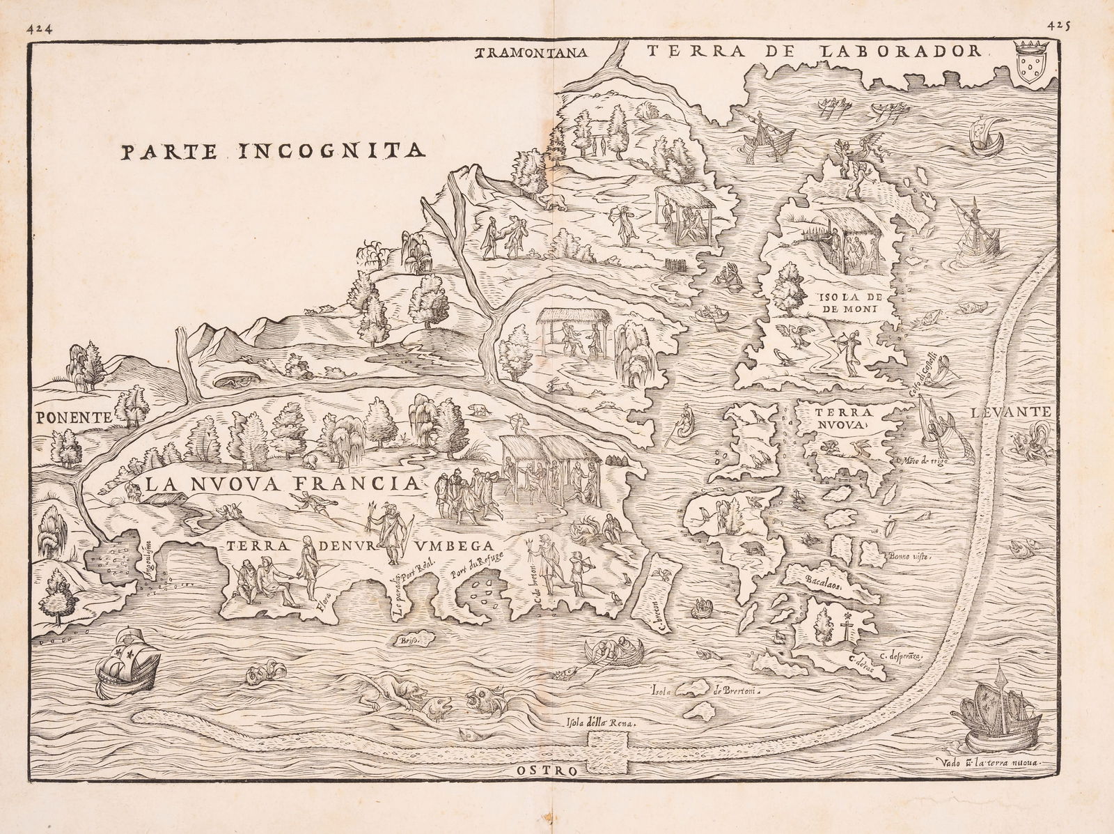 America.- New England and New France.- Ramusio (Giovanni Battista) and Giacomo Gastaldi. La Nouva (1 of 1)