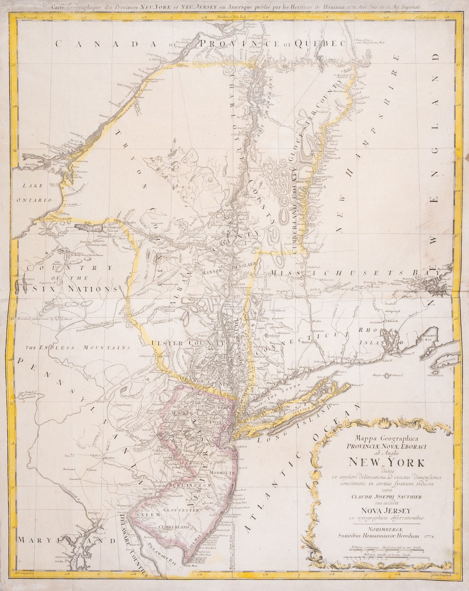 America.- New York.- Homann Heirs, after Claude Joseph Sauthier. Mappa Geographica Provinciae Novae (1 of 1)