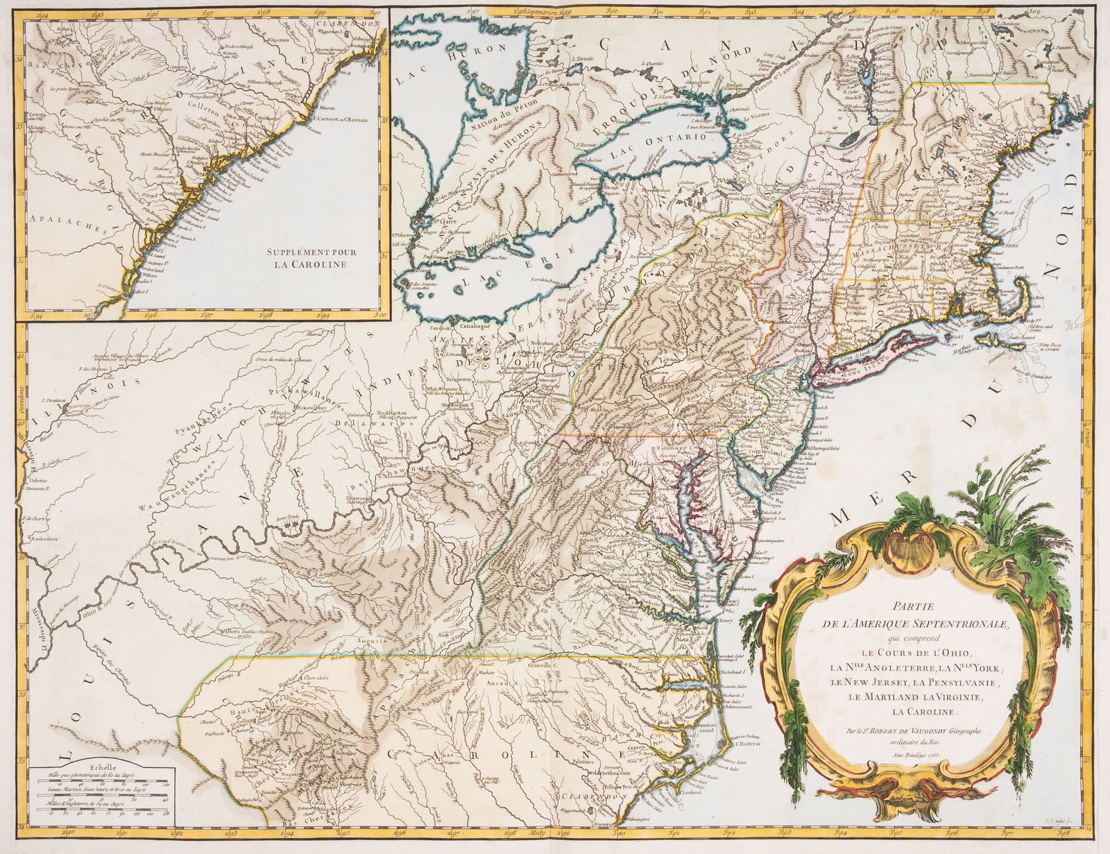 Canada.- American eastern seaboard.- Vaugondy (Didier Robert de) Partie de l'Amerique (1 of 1)