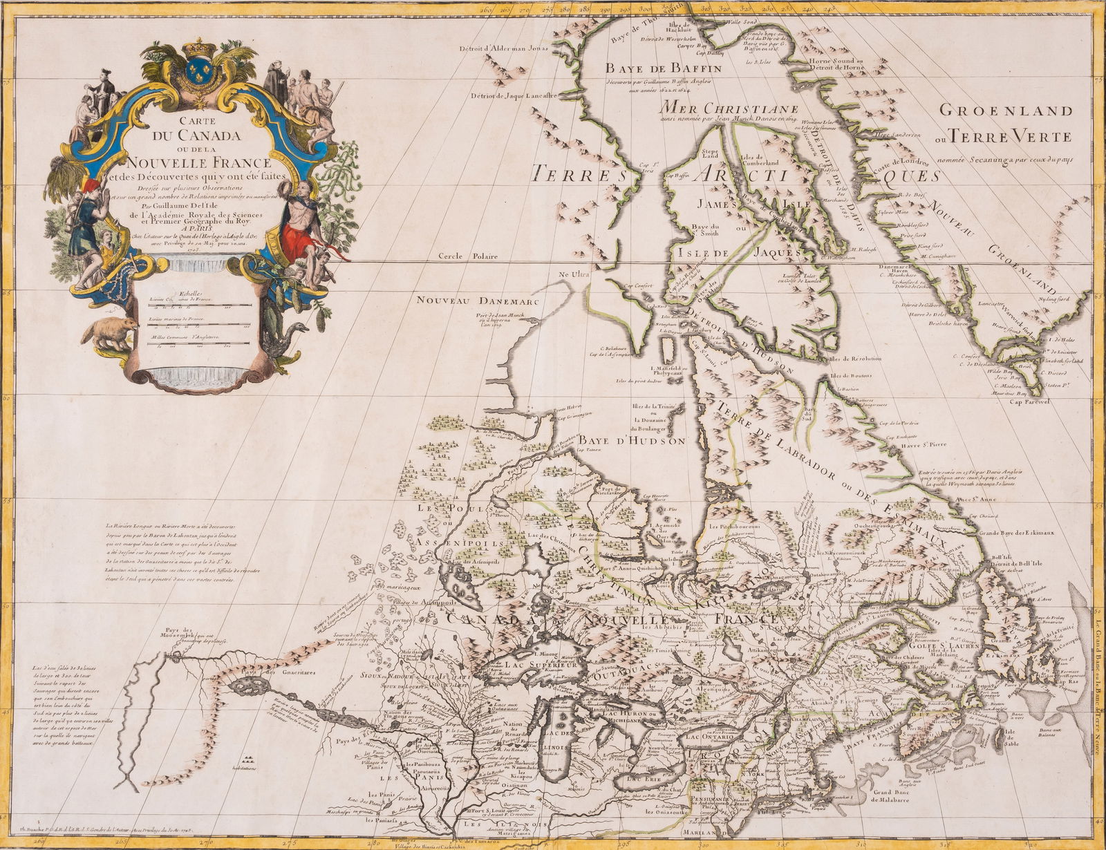 Canada and the Great Lakes.- De L'Isle (Guillaume) Carte du Canada ou de la Nouvelle France et des (1 of 1)