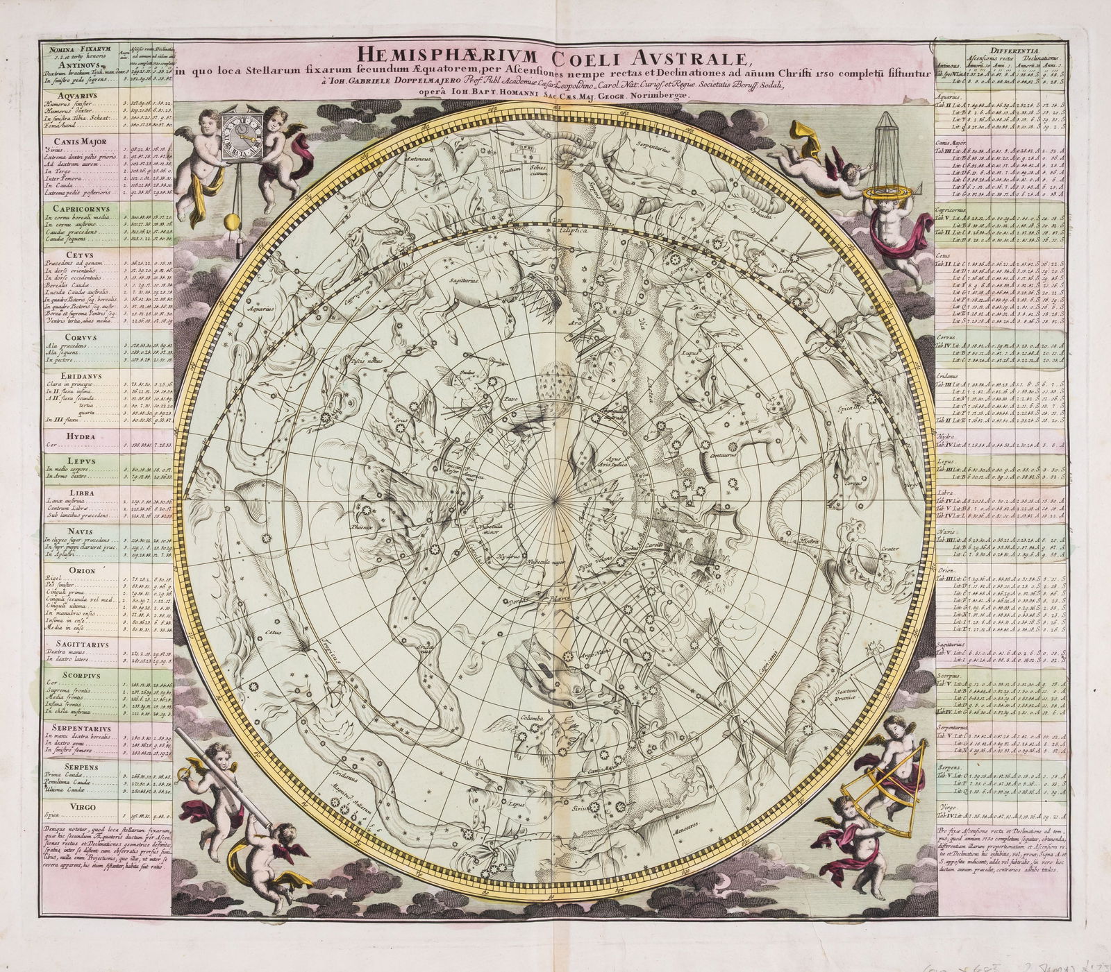 Celestial.- Doppelmayr (Johann Gabriel) and Johann Baptist Homann. Hemisphaerium Coeli Boreale [and] (1 of 1)