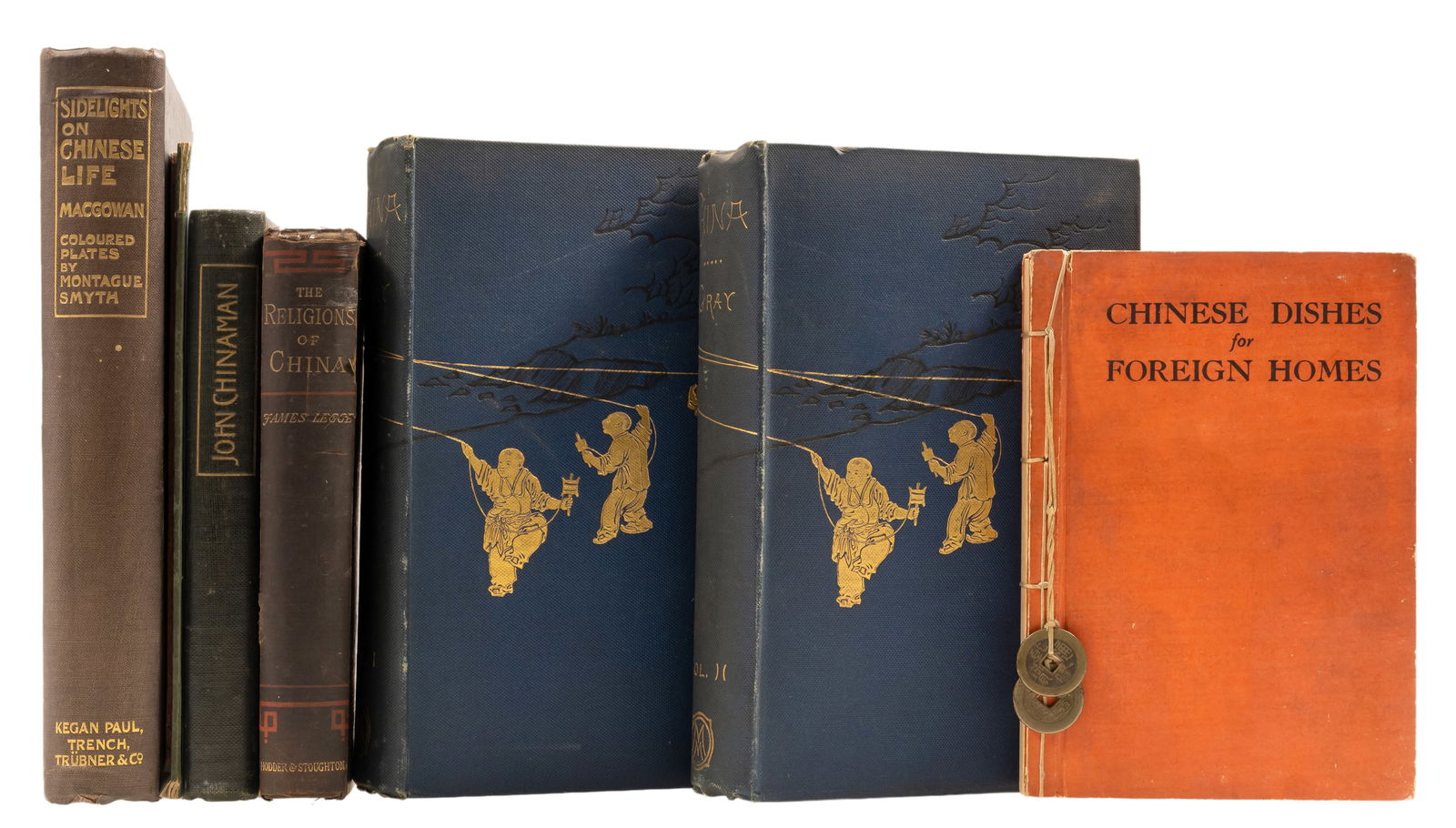 China.- Gray (John Henry) China. A History of he Laws, Manners and Customs of the People, 2 vol.,: China.- Gray (John Henry) China. A History of the Laws, Manners and Customs of the People, 2 vol., first edition, plates, advertisement leaf at end of each vol., foxing to endpapers, original pictoria