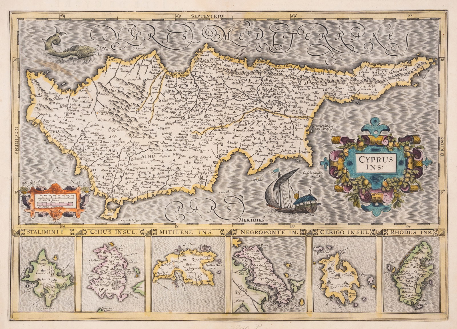 Cyprus.- Hondius (Jodocus) and Gerard Mercator. Cyprus Ins:, engraved map, [c.1623]; together with (1 of 1)