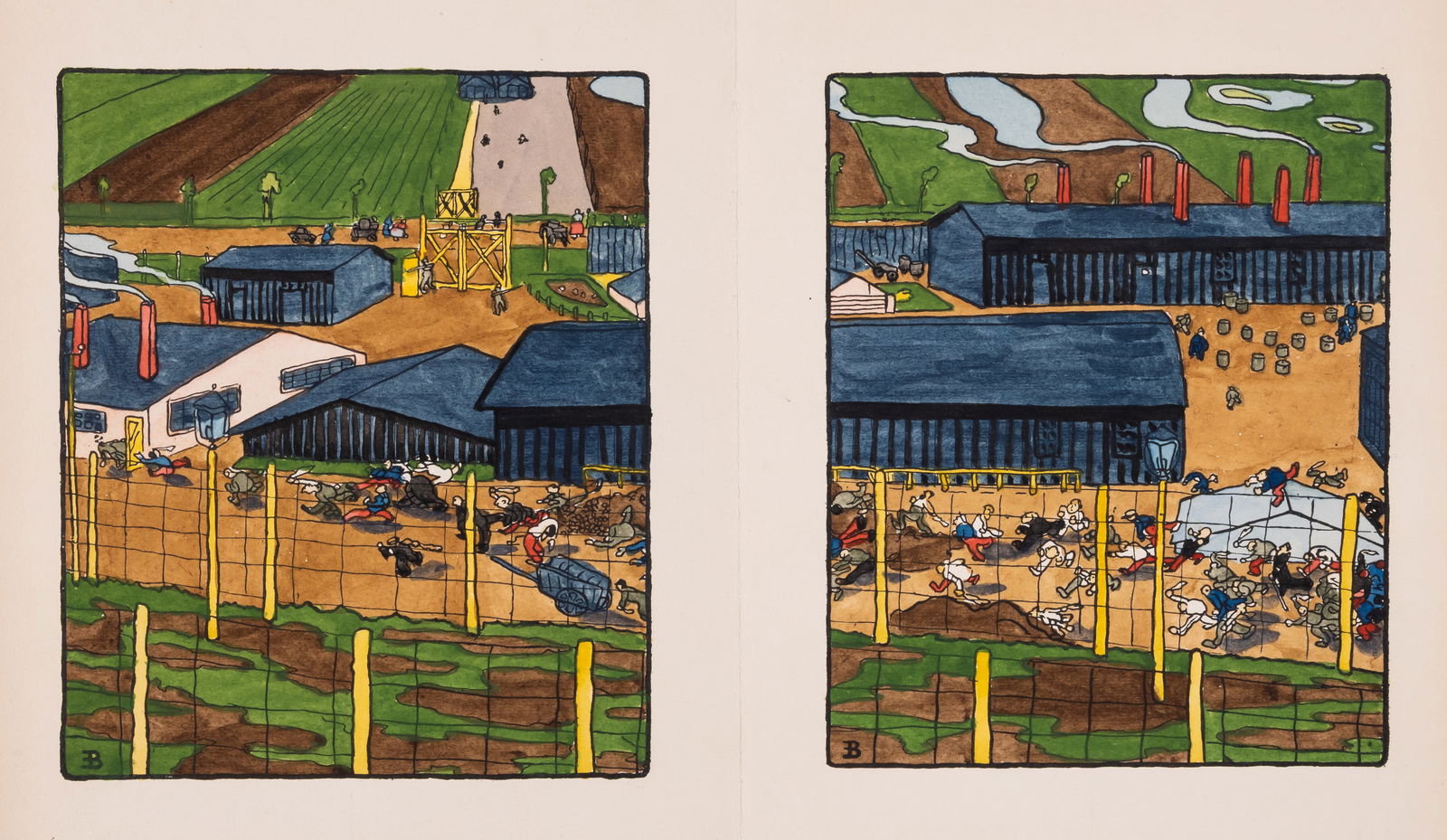 Europe.- World War One.- Boucher (Ernest Lucien) Images de la Vie des Prisonniers de Guerre, limited: Europe.- World War One.- Boucher (Ernest Lucien) Images de la Vie des Prisonniers de Guerre, limited edition, 22 hand-coloured plates, 2 hand-coloured vignettes, hand-coloured text ff., all leaves mou