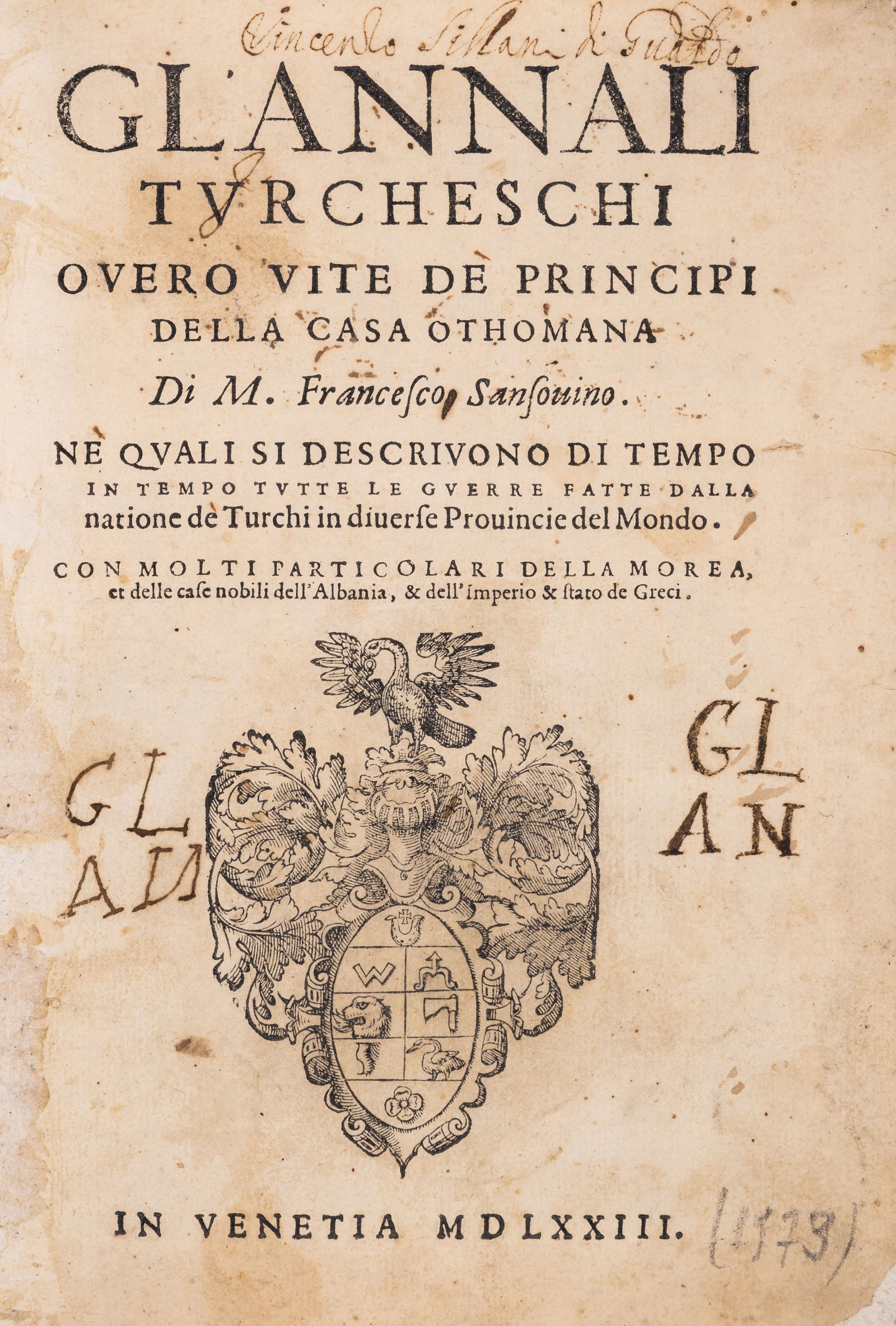 Levant.- Sansovino (Francesco) Gl'Annali turcheschi overo vite de principi della casa othomana, (1 of 1)