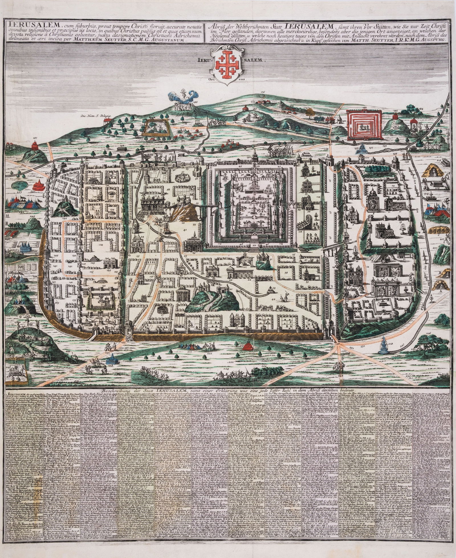 Levant.- Seutter (Matthäus) Ierusalem, cum Suburbiis, Prout Tempore Christi Floruit... / Abriss der (1 of 1)