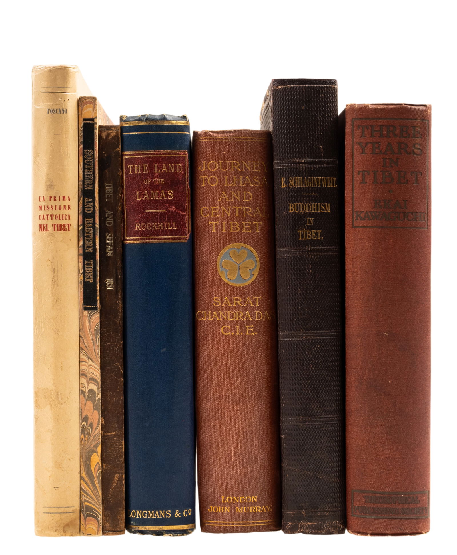 Tibet.- Kawaguchi (The Shramana Ekai) Three Years in Tibet, first English edition, original cloth,: Tibet.- Kawaguchi (The Shramana Ekai) Three Years in Tibet, first English edition, 11 plates, one folding, folding map at end, original crimson cloth, spine slightly faded, an excellent copy, Madras,