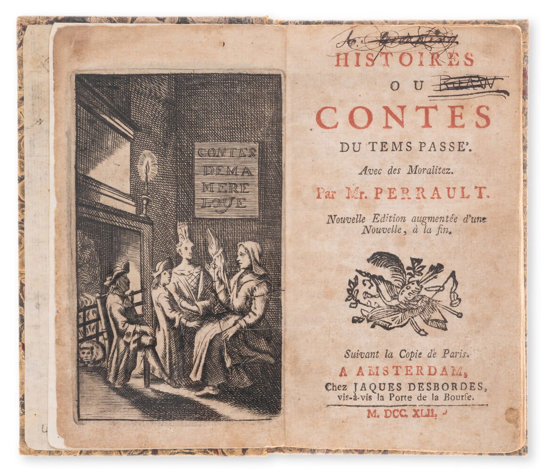 Fairy tales.- Perrault (Charles) Histoires ou Contes du tems passé, rare piracy, Amsterdam, Jaques (1 of 1)