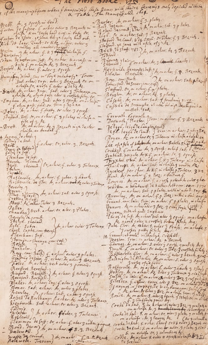 Heraldry.- The first Booke... of the manuscript whence I transcribed these names with their (1 of 1)