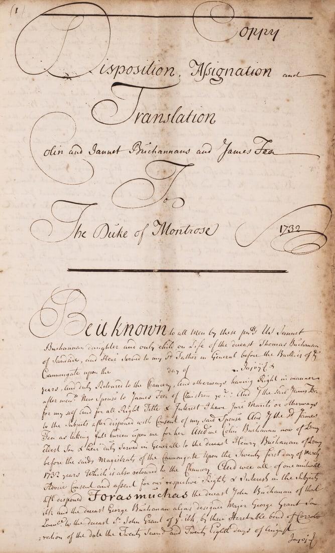 Scotland.- Graham (James, first Duke of Montrose).- Disposition, Assignation and Translation Colin (1 of 1)