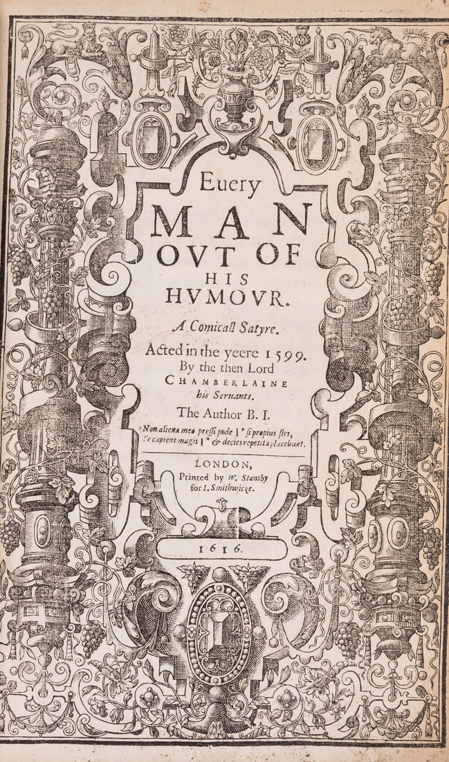 Jonson (Ben) [The Workes], first collected edition, [William Stansby], [1616]; and another: Jonson (Ben) [The Workes], first collected edition, woodcut head-pieces & initials, 2 divisional titles within