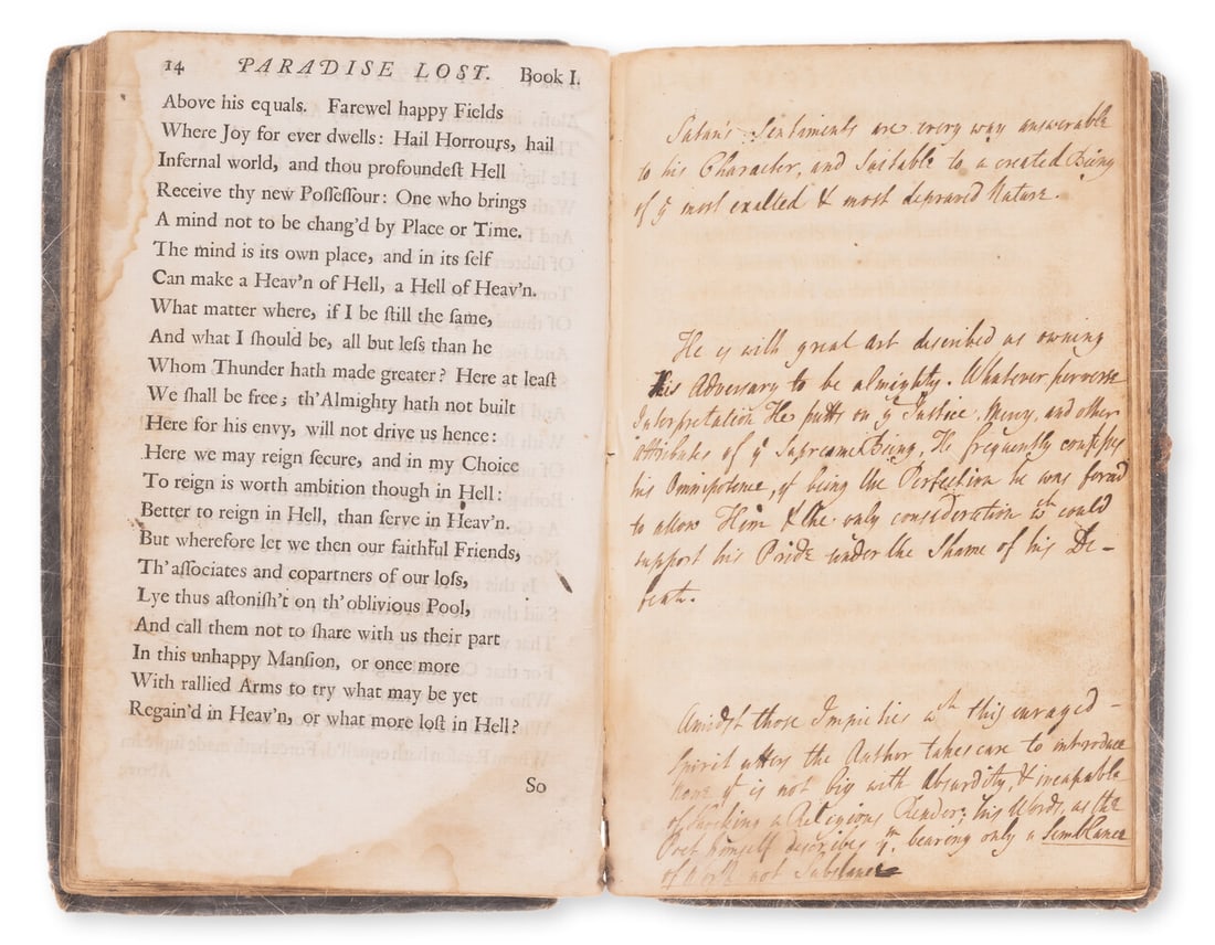 Milton (John) Paradise Lost, annotated, no place, no printer, [18th century]. (1 of 1)