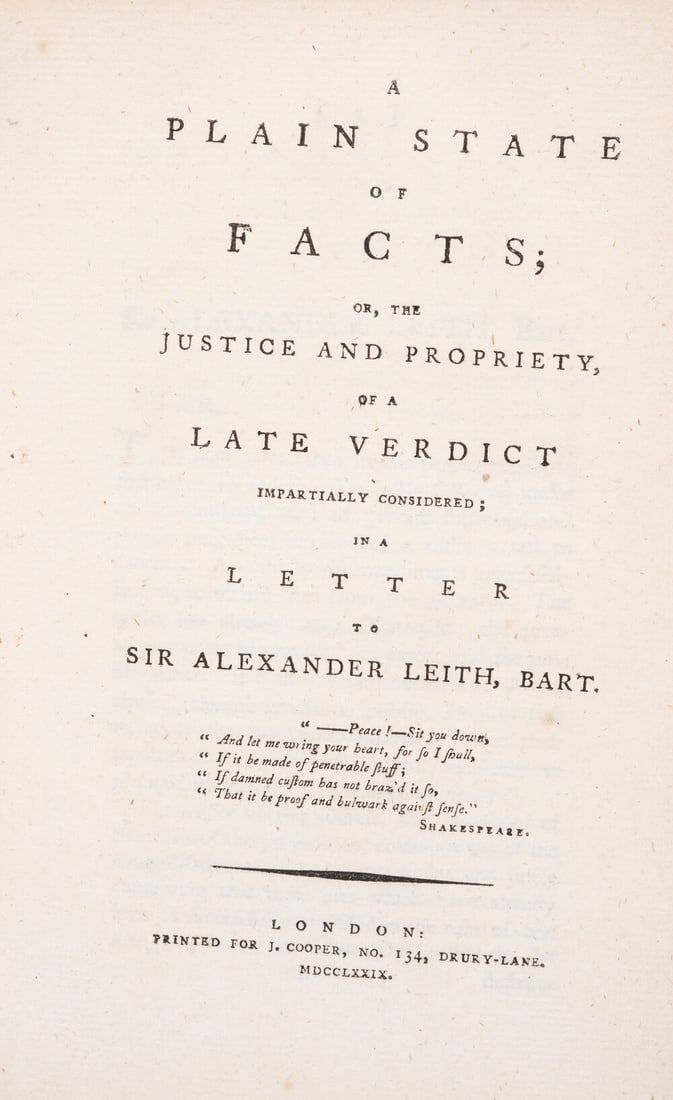 Notorious usurer, Pope (Benjamin).- A Plain state of facts; or, the justice and propriety, of a late (1 of 1)