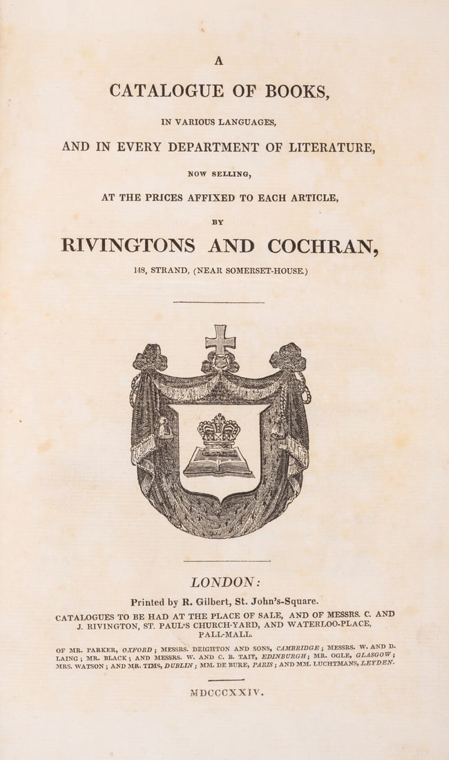 Booksellers' catalogues.- A Catalogue of books, in various languages, and in every department of (1 of 1)