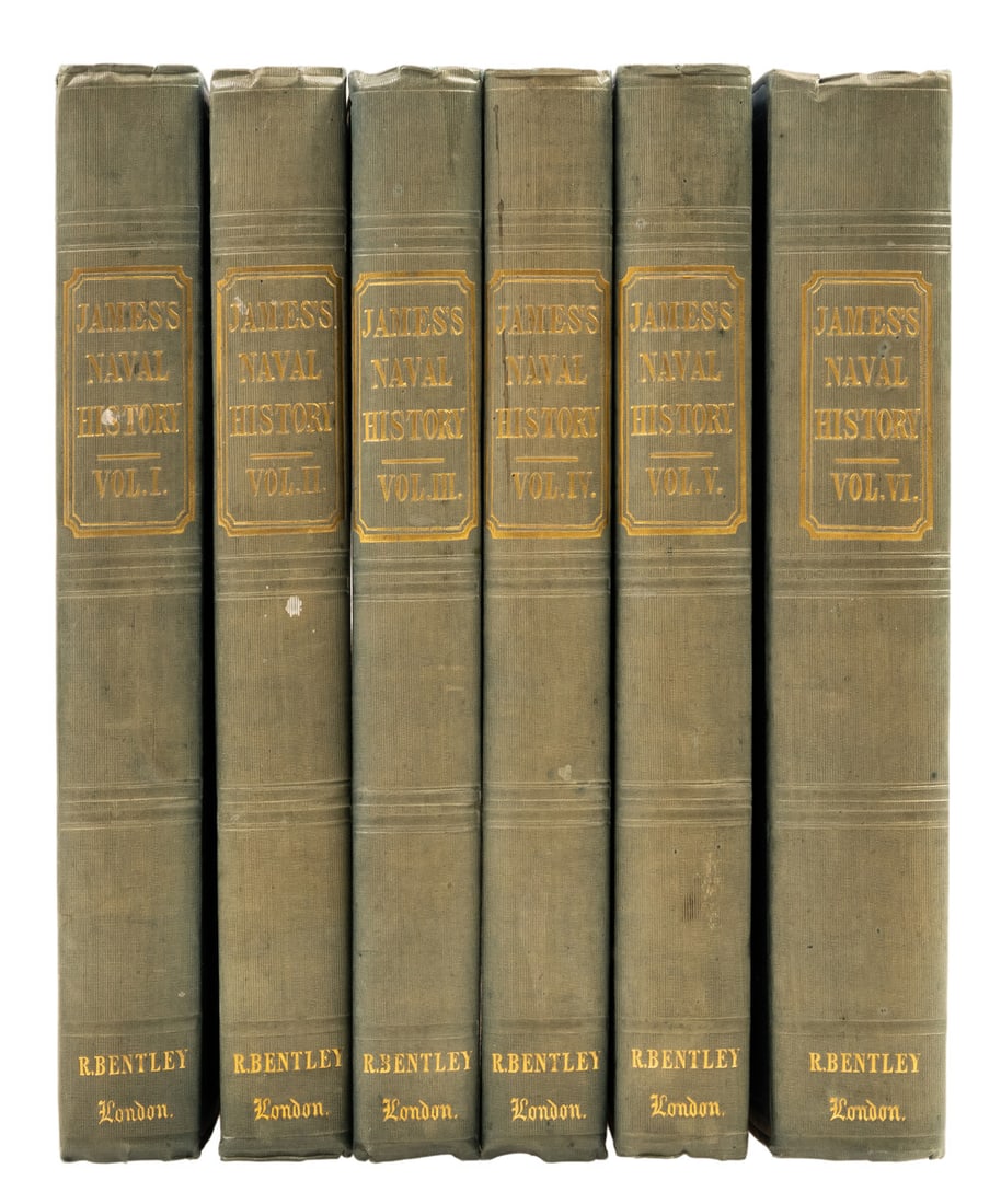Naval.- James (William) The Naval History of Great Britain, 6 vol., new edition, Richard Bentley,: Naval.- James (William) The Naval History of Great Britain, 6 vol., new edition, plates, folding tables, some foxing, vol. 1 upper hinge starting