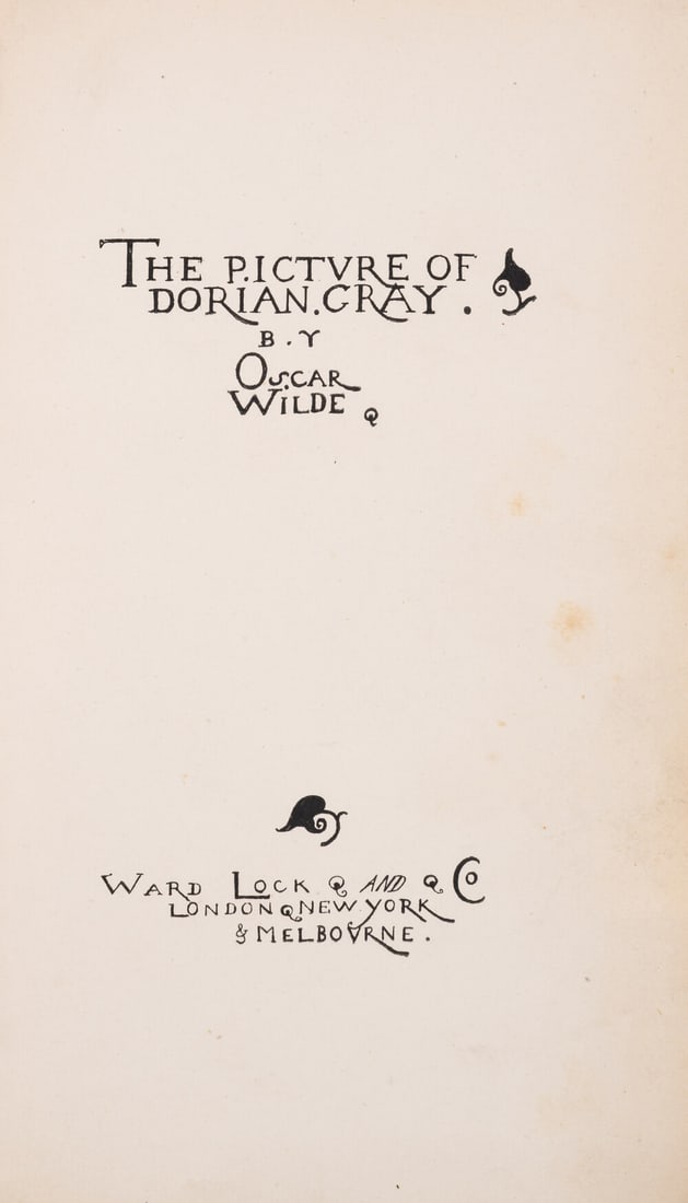 Wilde (Oscar) The Picture of Dorian Gray, first edition in book form, first issue,[1891]. (1 of 1)