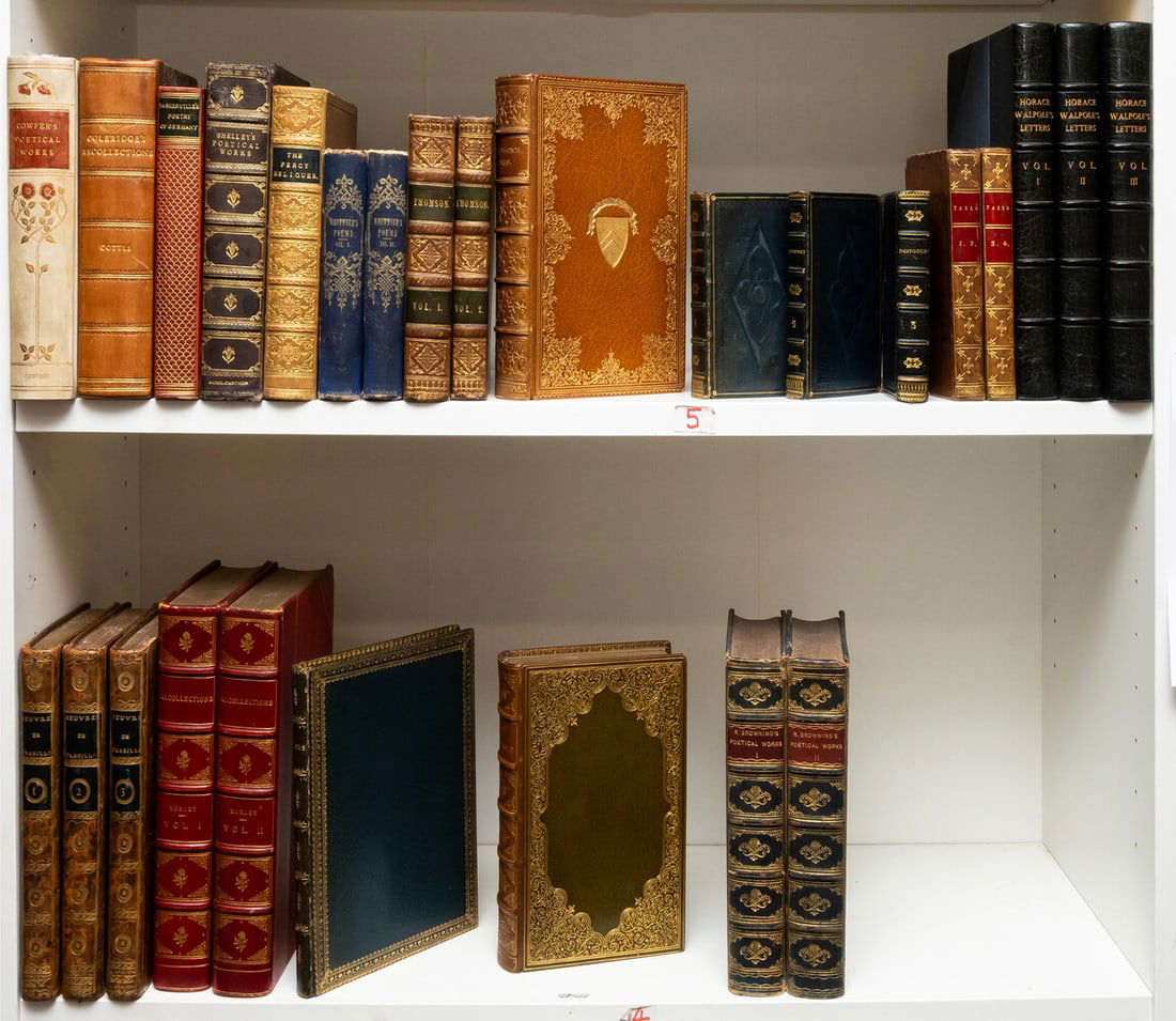 Tennyson (Alfred, Lord) The Works, 1894; and 26 others, in attractive bindings (27): Tennyson (Alfred, Lord) The Works, engraved frontispiece, bookplate, handsome contemporary morocco, richly tooled-in gilt, g.e., 1894 &sec