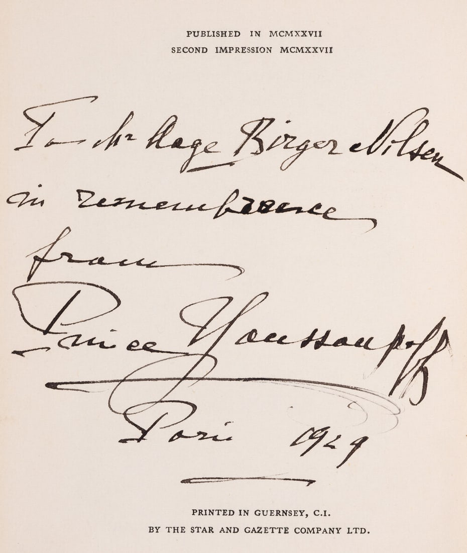 Yusupov (Felix) Rasputin: His Malignant Influence and His Assassination, second impression, signed (1 of 1)