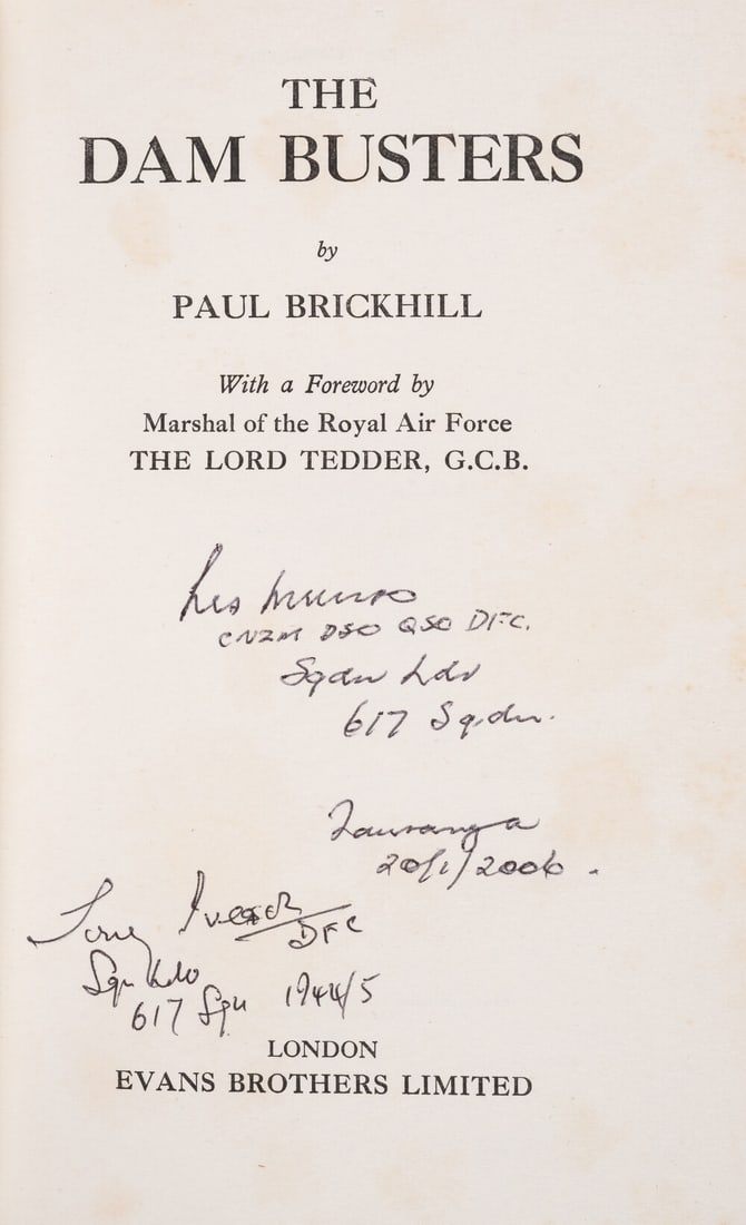 Brickhill (Paul) The Dam Busters, first edition, signed by "Les Munro" (last surviving pilot of the (1 of 2)