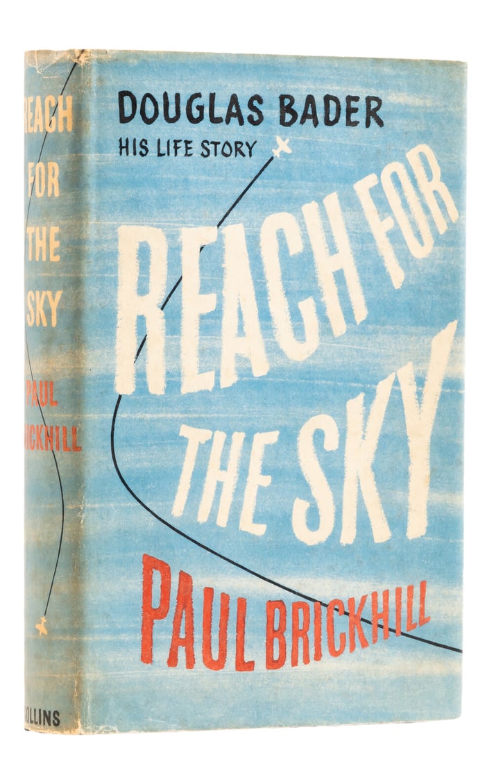 Brickhill (Paul) Reach for the Sky, first edition, signed by Douglas Bader, 1954.: Brickhill (Paul) Reach for the Sky, signed by Douglas Bader, on front free endpaper, plates, original cloth, spine and head lightly faded, edges slightly toned, d
