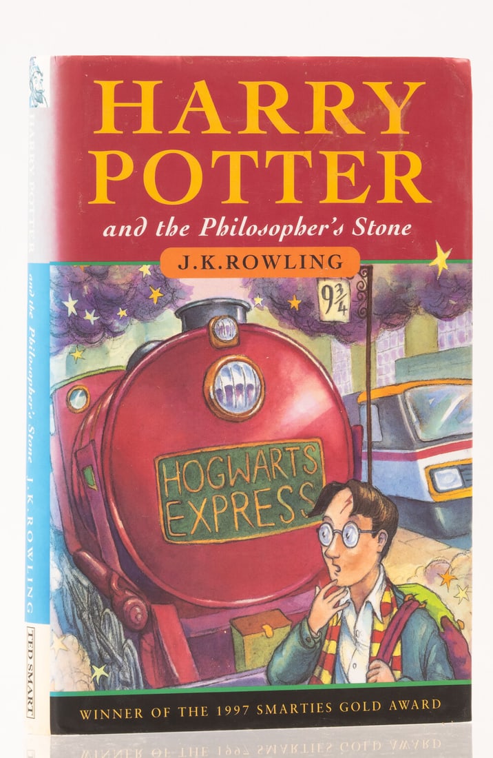 Rowling (J.K.) Harry Potter and the Philosopher's Stone, first Ted Smart edition, 1998.: Rowling (J.K.) Harry Potter and the Philosopher's Stone, first Ted Smart edition, light marginal toning and the odd mark, original boards, corners and spine ends