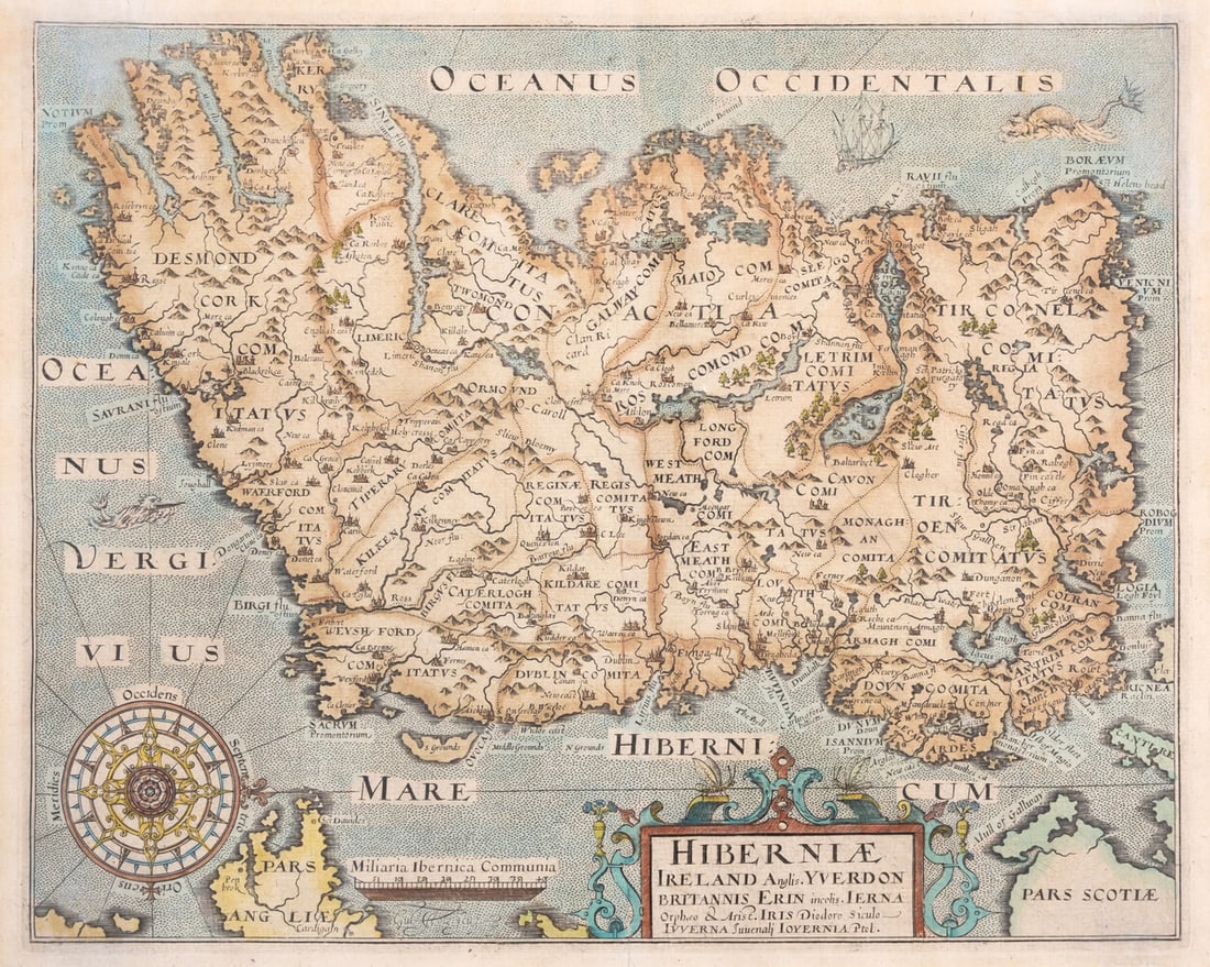 Ireland.- Saxton (Christopher) and William Hole. Hiberniae Ireland Anglis. Yverdon Britannis Erin (1 of 1)