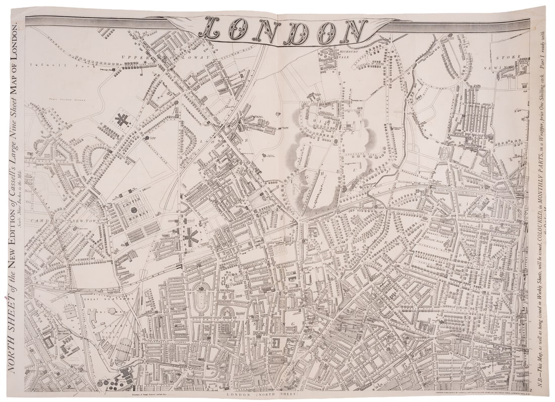 London.- Weller (Edward) London, 9 sheet lithographed map, [1863]; and London in the Reign of Queen: London.- Weller (Edward) London, large map in nine sections on a scale of 9 1/2" to the mile