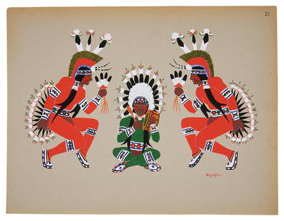 Jacobson (Oscar Brousse) Kiowa Indian Art: Watercolor: Jacobson (Oscar Brousse, editor) Kiowa Indian Art: Watercolor Paintings in Color by the Indians of Oklahoma, number 100 of 750 copies signed by the publisher, text in double column in English and Fren