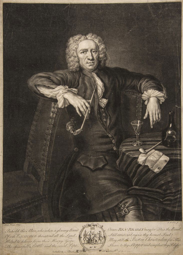 Ben Bradly, tobacconist. mezzotint portrait, 1737. (1 of 1)