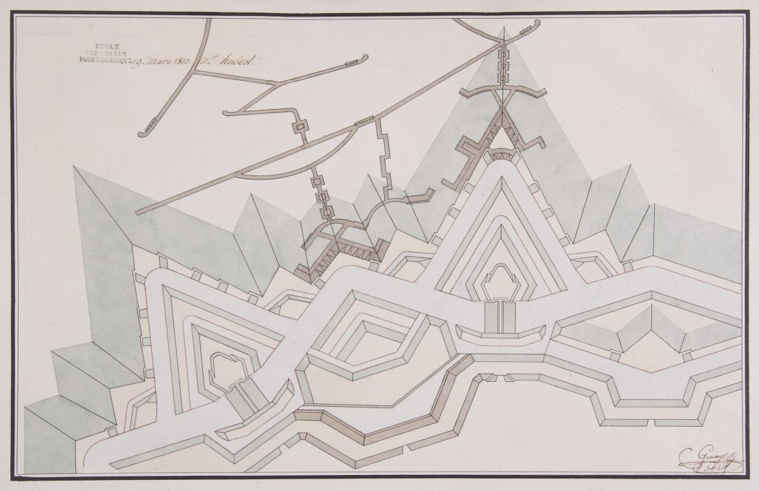Hubert ([?Arsène-Claude], fl. 1809-1810). A: Hubert ([?Arsène-Claude], fl. 1809-1810) A student's album of 36 drawings from École Imperiale Polytechnique, including academic drawings of descriptive geometry, drawing of machinery and pa