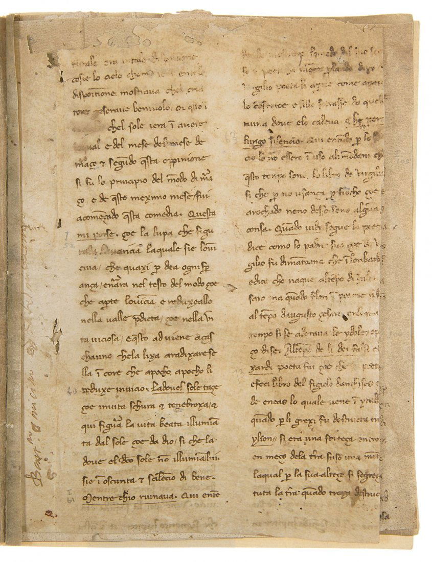 Dante commentary fragment.- Lana (Jacopo della) (1 of 9)