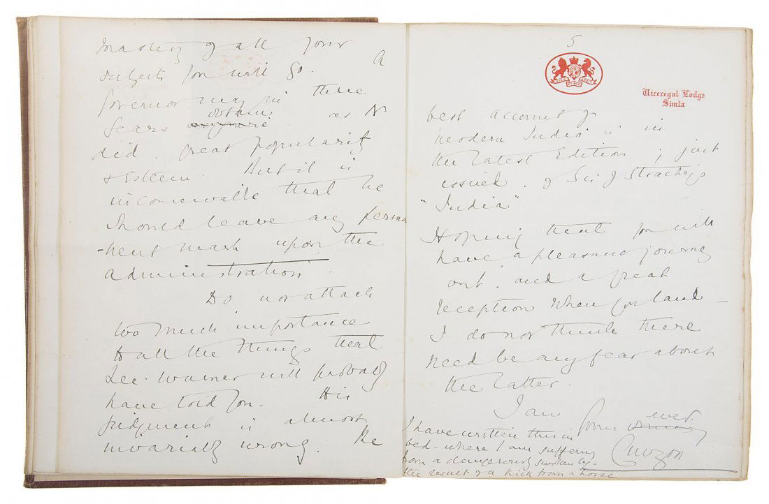 Curzon (George Nathaniel), Collection of 38 Autograph (1 of 1)