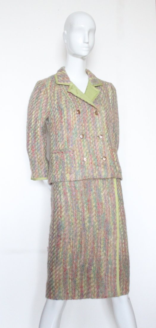 Chanel Haute Couture Green Lined Tweed Suit, F/W 1966 (1 of 5)