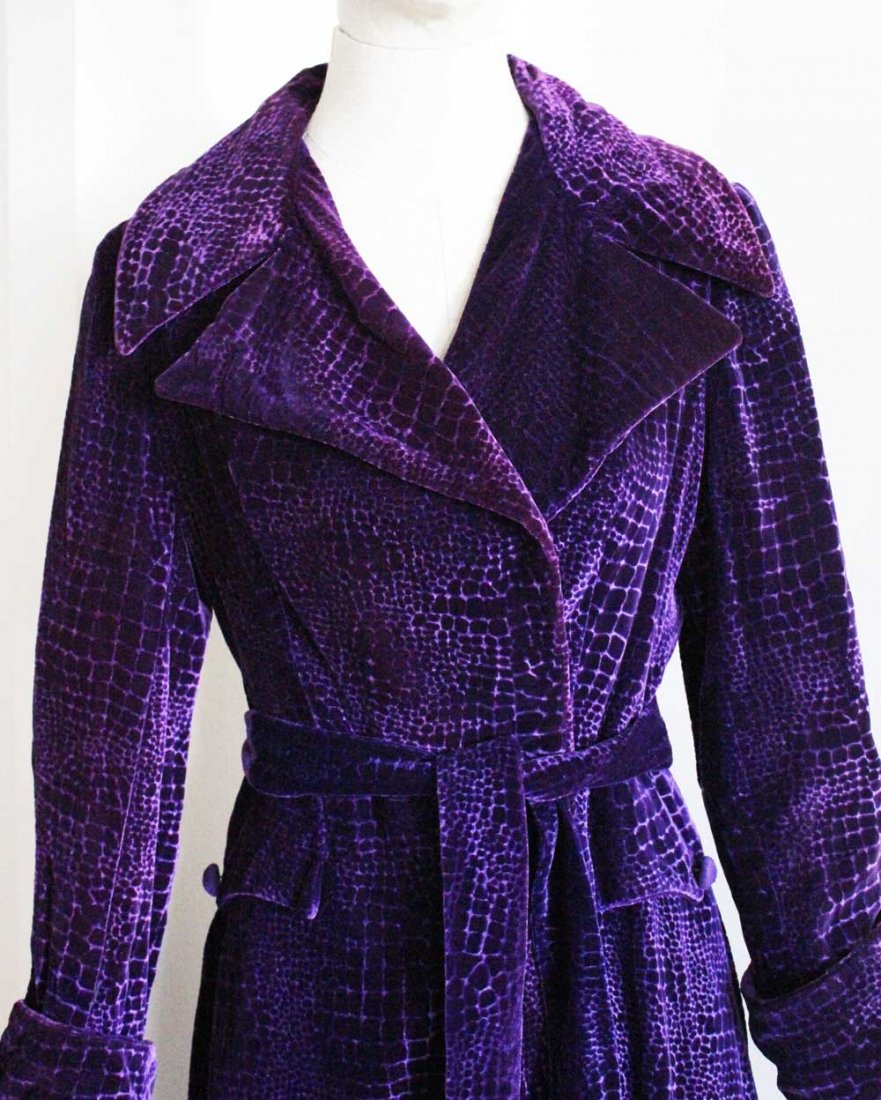 Beene Bag Purple Velvet Long Coat, c.1970's: Beene Bag by Geoffrey Beene Purple Velvet Long Coat, c.1970's